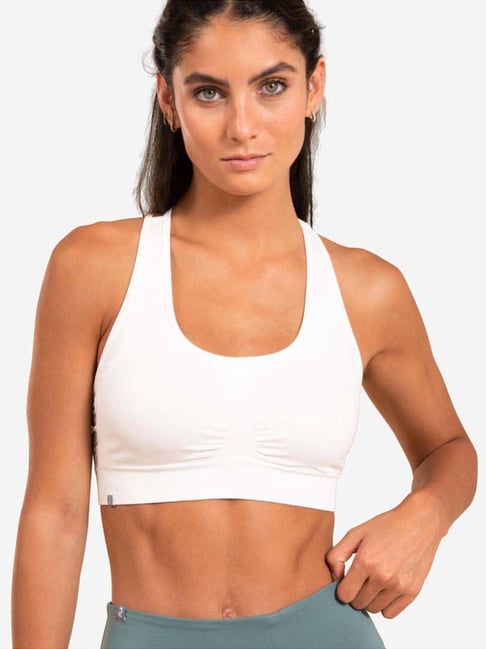 Kimjaly by Decathlon Snow White Plain Sports Bra