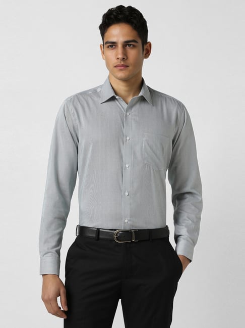 Van Heusen Grey Cotton Regular Fit Self Pattern Shirt-picture-45