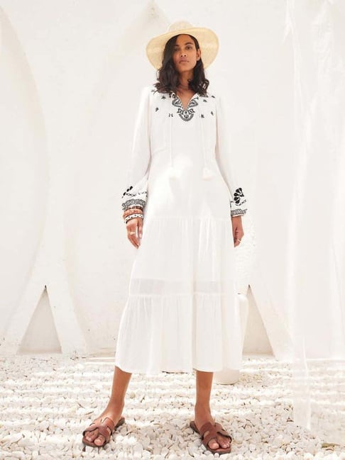 SALT Attire White & Black Plain Dress-picture-35