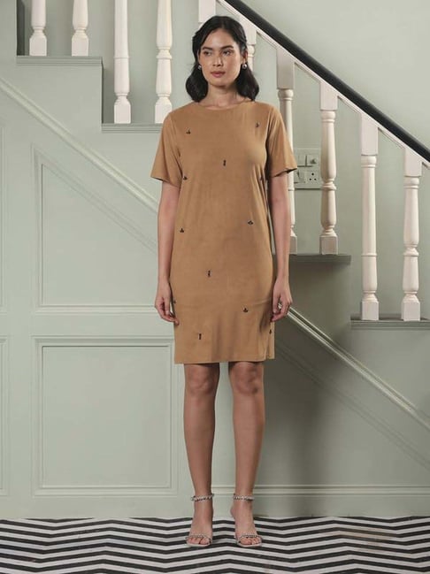 beige plain dress Jenni Kayne Callan Dress Ivory S