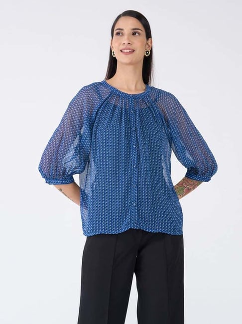 SALT Attire Blue Printed Top-picture-42
