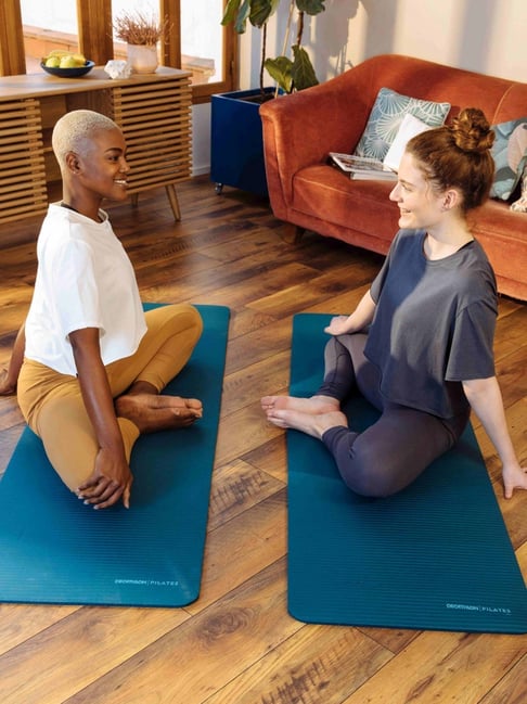 Domyos by Decathlon Pilates Mat Comfort 100 160 Cm 55 Cm 10 Mm Blue