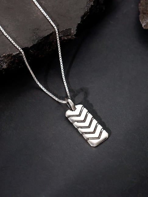GIVA 925 Oxidized Silver Retro Pendant With Box Chain-picture-20