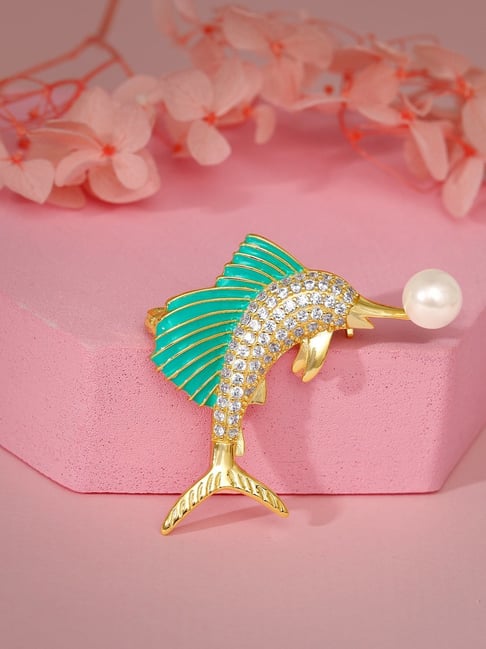 GIVA 925 Silver Golden Mermaid Brooch for Men-picture-23