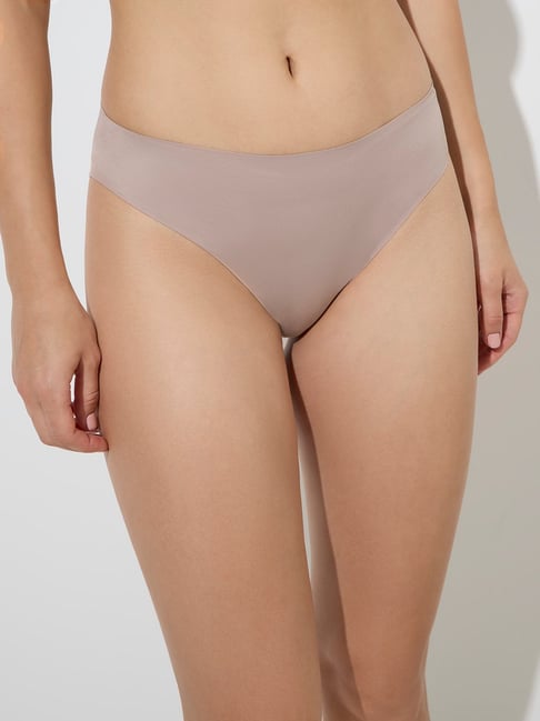 Wunderlove by Westside Beige Invisible Hi-Leg Cotton Brief