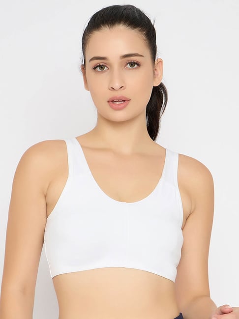 Clovia White Cotton Solid Padded Full Cup Wire Free T-Shirt Bra