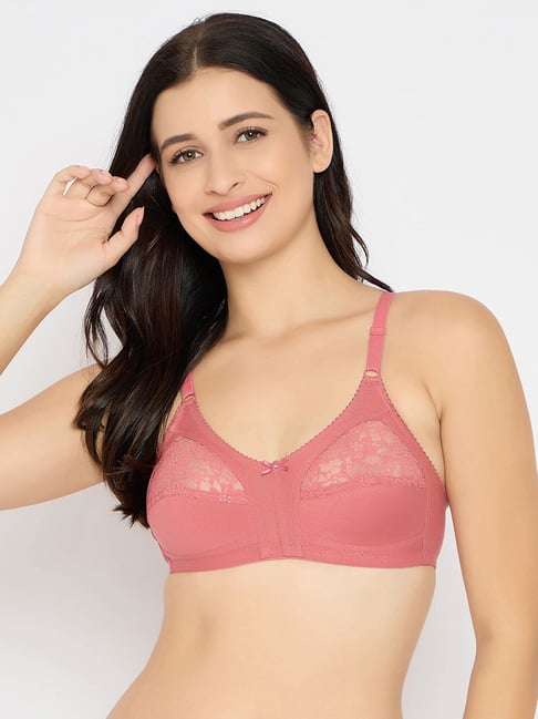 Clovia Pink Cotton Solid Non-Padded Full Cup Wire Free T-Shirt Bra