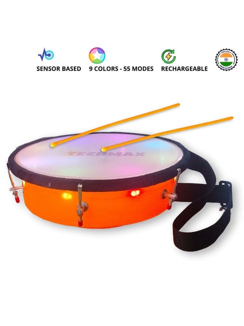 TechMax Solution Orange Lighting Dholak Tasha Toy