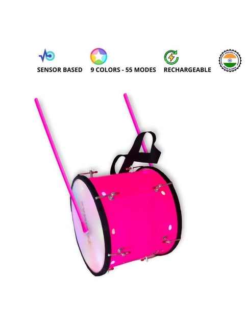TechMax Solution Pink Lighting Dholak Tasha Toy