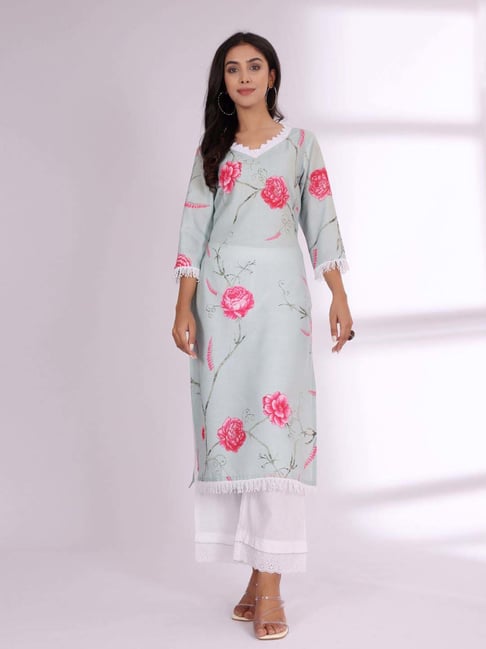 Varanga Grey Floral Printed Kurti-picture-41