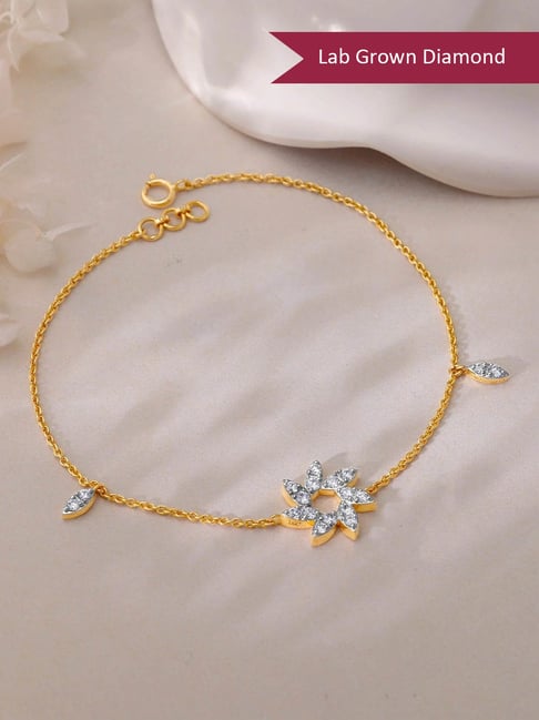 GIVA 18k Yellow Gold Belezza Lab Grown Diamond Bracelet