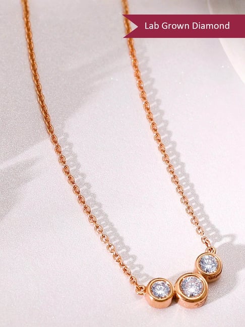 Buy GIVA 14k Rose Gold Cercle Lab Grown Diamond Necklace Online At