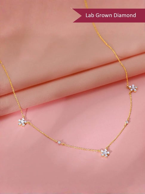 GIVA 14k Yellow Gold Novae Lab Grown Diamond Necklace