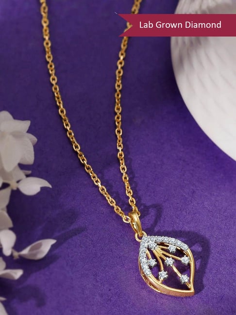 GIVA 14k Yellow Gold Sublime Lab Grown Diamond Pendant