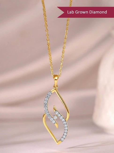 GIVA 14k Yellow Gold Eternal Spark Lab Grown Diamond Pendant