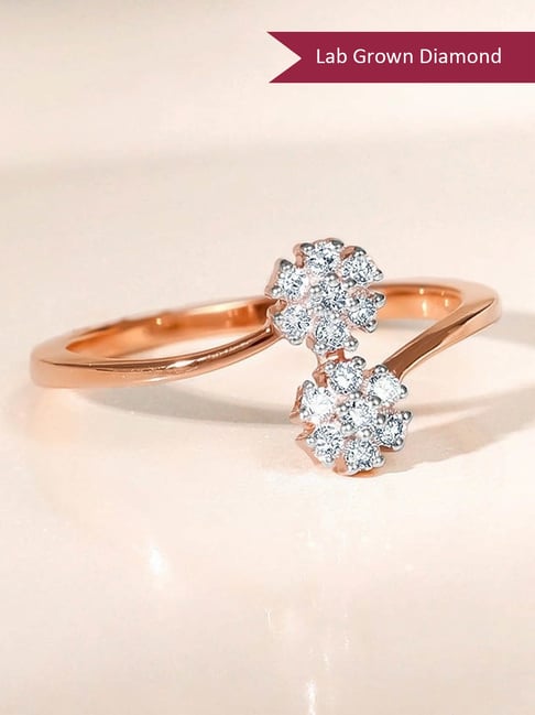 GIVA 14k Rose Gold Twosome Bouquet Lab Grown Diamond Ring