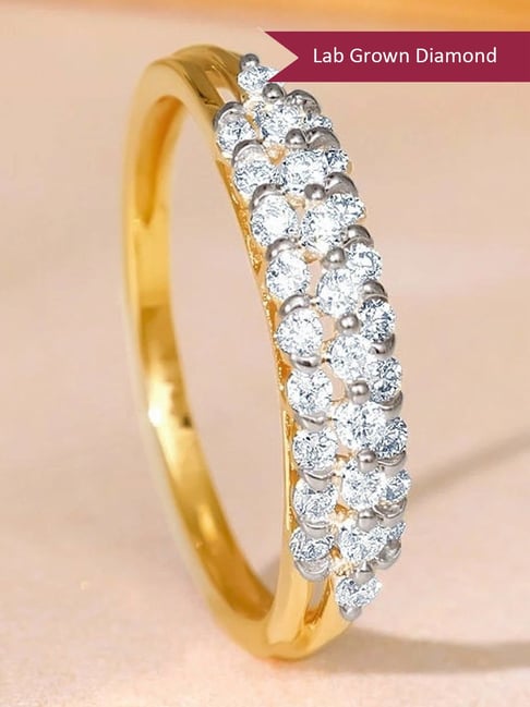 GIVA 18k Yellow Gold Ivory Radiance Lab Grown Diamond Ring