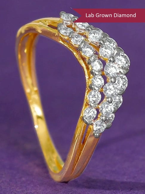 GIVA 18k Yellow Gold Forever Yours Vanki Lab Grown Diamond Ring