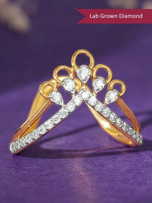 GIVA 18k Yellow Gold Circulaire Lab Grown Diamond Vanki Ring