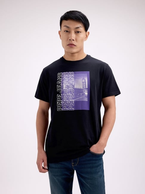 Pepe Jeans Black Cotton Slim Fit Printed T-Shirt-picture-30