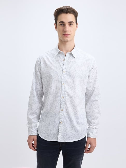 Pepe Jeans White Cotton Regular Fit Floral Print Shirt-picture-14