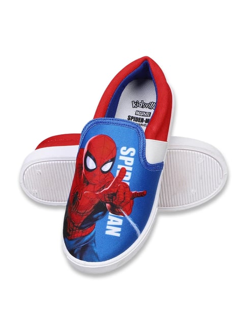Kidsville Kids Spiderman Printed Blue Loafers