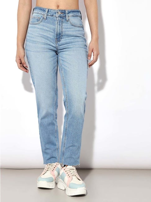 Only Blue Cotton Solid Jeans-picture-41