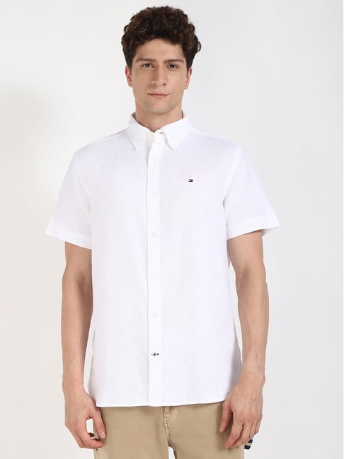Tommy Hilfiger Optic White Linen Regular Fit Shirt