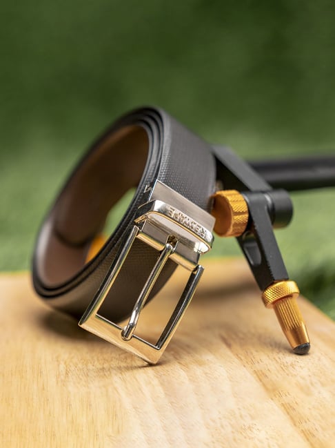 Red Tape Black & Brown Leather Reversible Belt for Men-picture-25