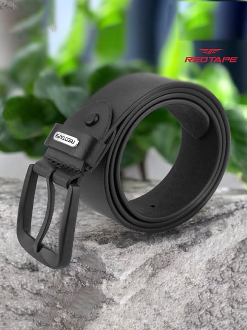 Red Tape Black Leather Waist Belt for Men-picture-31