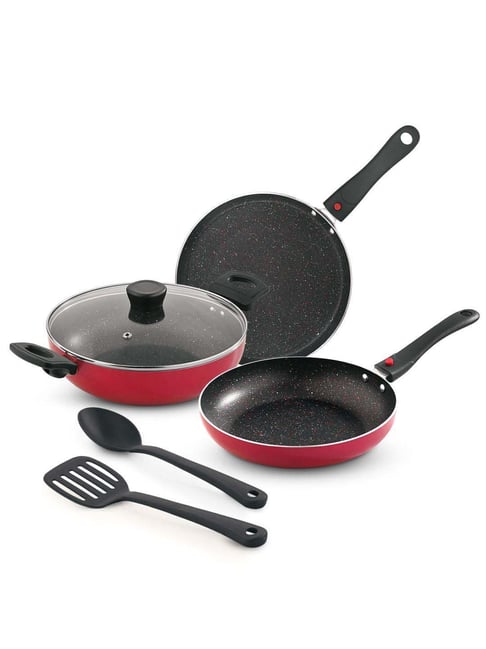 Bergner Sherry Plus Red Aluminium Induction Bottom Non-Stick 6 Pcs Cookware Set