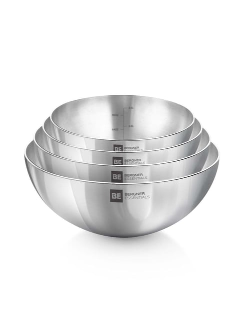 Bergner BE Bergner Silver Triply Stainless Steel Gas Stove Compatible Extra Deep Tasra - Set of 4