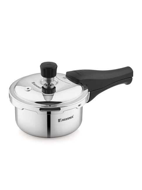 Bergner Tri-Max Junior Silver Triply Stainless Steel Outer Lid Mini Pressure Cooker (1000ml)