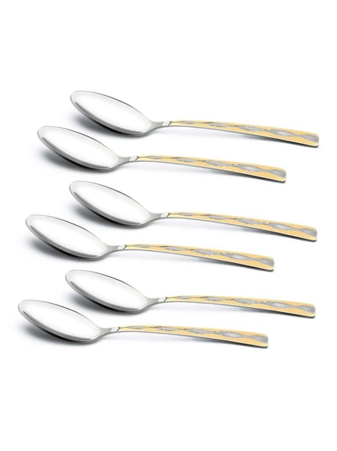 Bergner BE Essentials Tosca Silver & Gold Stainless Steel Dinner Spoon - Set of 6