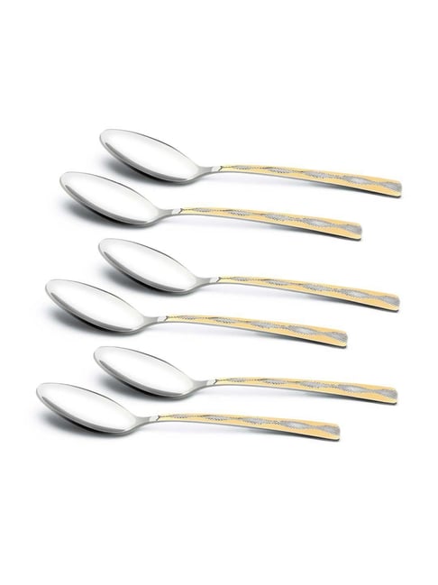 Bergner BE Essentials Tosca Silver & Gold Stainless Steel Baby Spoon - Set of 6