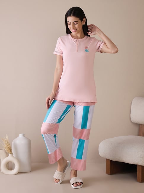 Sweet Dreams Pink Plain Pyjama Set-picture-25