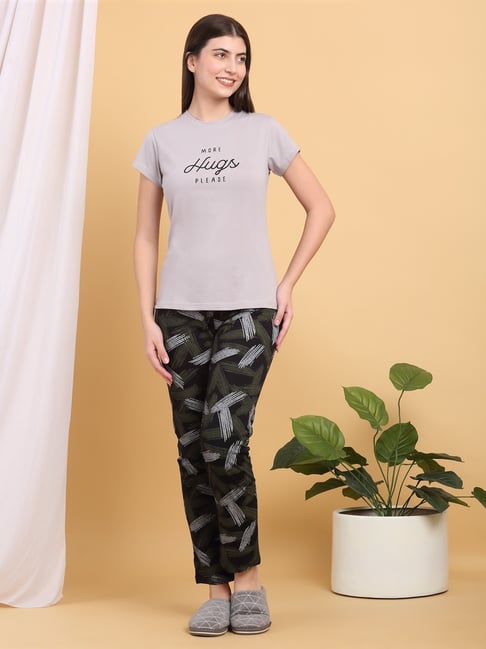 Sweet Dreams Grey Plain Pyjama Set