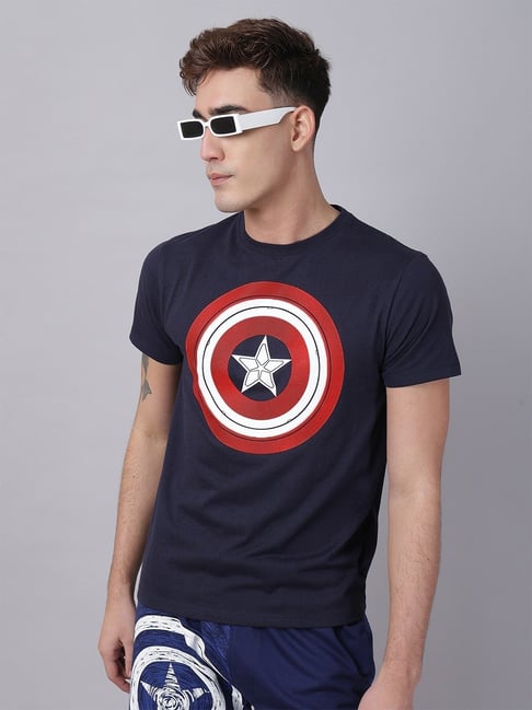 Free Authority Navy Blue Cotton Regular Fit Printed T-Shirt-picture-42