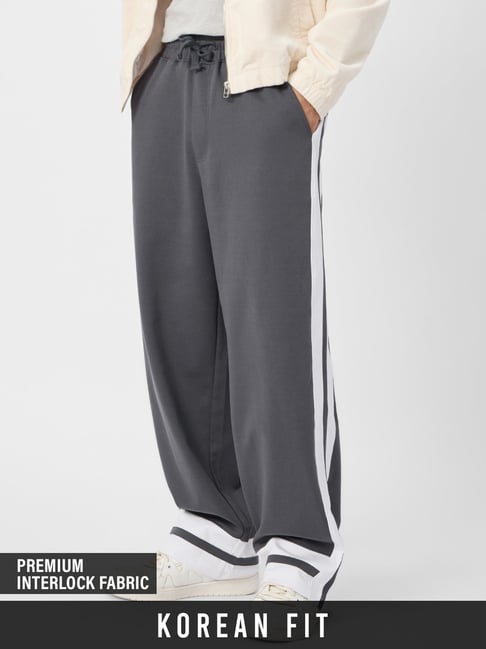 The Souled Store Slate Grey Loose Fit Colour Block Trackpants-picture-13