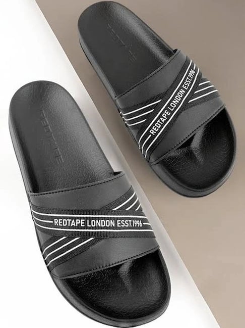 Red Tape Men's Black Slides-picture-36