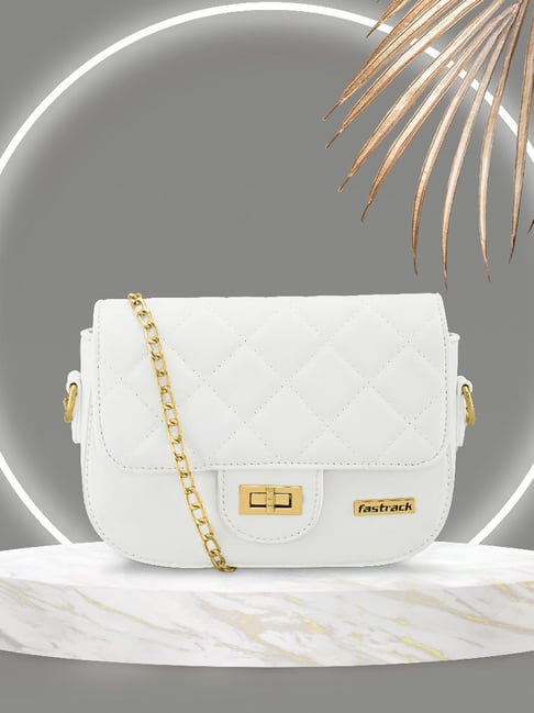 Fastrack MTO MTS White Quilted Medium Sling Handbag