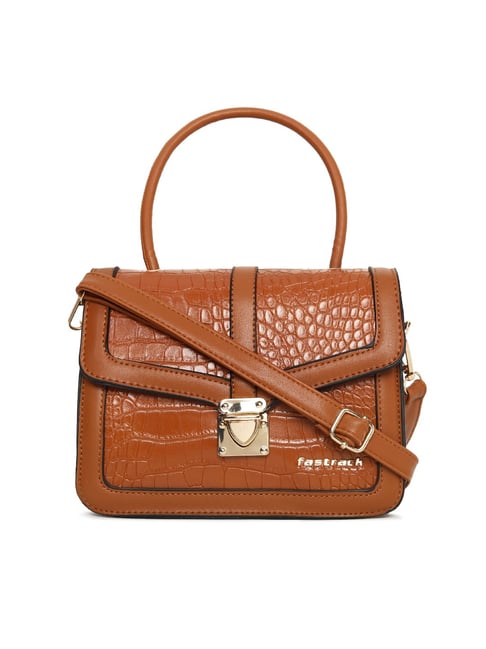 Fastrack MTO MTS Brown Animal Effect Medium Sling Handbag