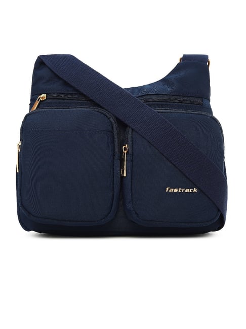 Fastrack MTO MTS Navy Blue Textured Medium Sling Handbag