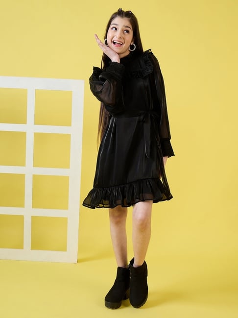 StyloBug Girls Black Solid Dress