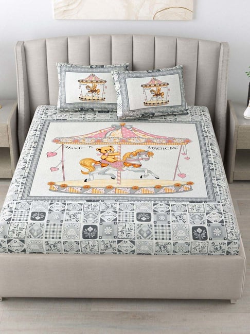 JaipurFabric Multicolor Cotton 180 TC Designer Printed Bedsheet with 2 Pillow Covers-picture-42