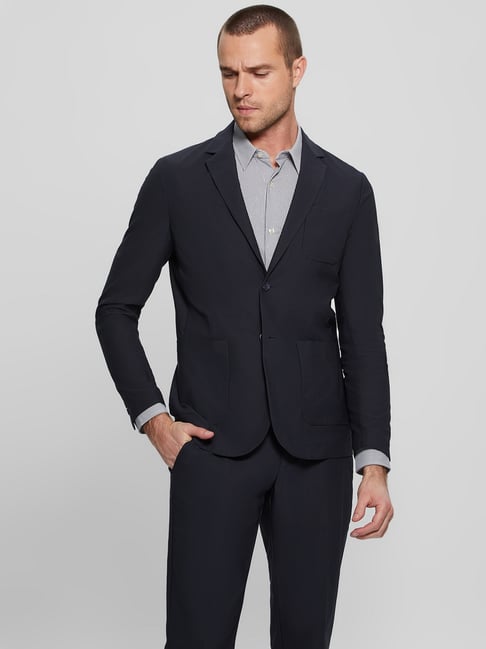 Guess Blue Regular Fit Solid Blazer-picture-46