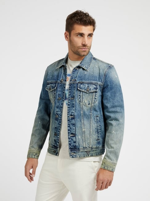 Guess Blue Cotton Regular Fit Embroidery Jacket-picture-26
