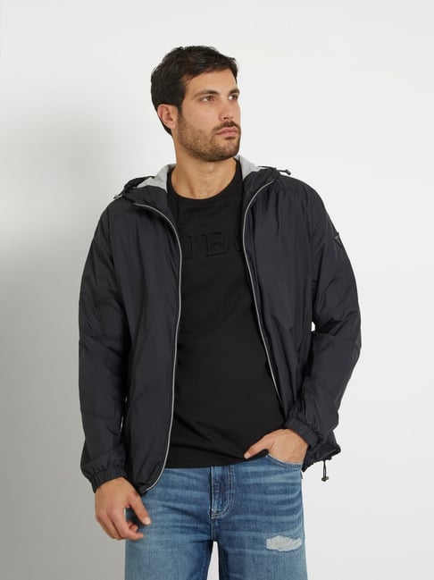 Windbreaker Guess Parka Mens Windbreaker Guess Jacket Men Black