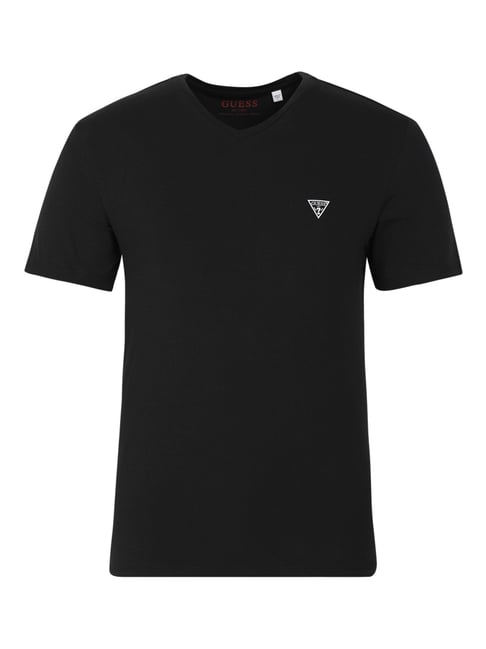 Guess Black Regular Fit Solid T-Shirt (Pack of 2)