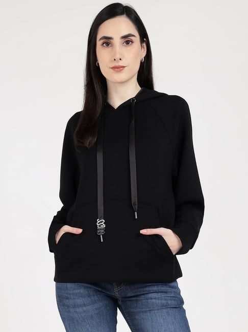 Guess Black Solid Full Sleeves Sweatshirt-picture-31